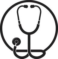 minimal Stethoscope vector silhouette black color white background