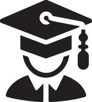 Flat, minimal Graduation hat icon vector silhouette white background 6