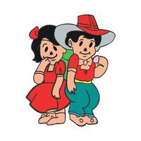 Niños y niña rojo cúpula vector