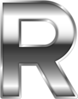 Silver Shiny Metal Alphabet Letter R png