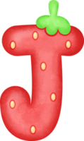 Alphabet Cute Letter J Strawberry png