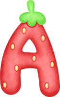 Alphabet Cute Letter A Strawberry png