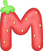 Alphabet Cute Letter M Strawberry png