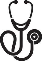 minimal Stethoscope vector silhouette black color white background 4