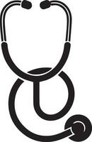 minimal Stethoscope vector silhouette black color white background 3