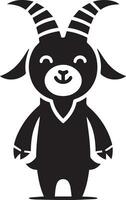 minimal funny goat character vector silhouette, black color silhouette, white background 2