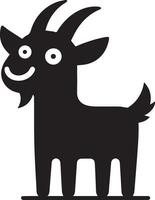 minimal funny goat character vector silhouette, black color silhouette, white background 16