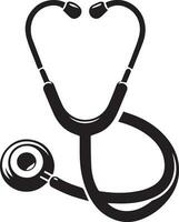 minimal Stethoscope vector silhouette black color white background 8