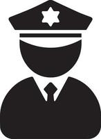 mínimo policía icono vector silueta, blanco fondo, llenar con negro