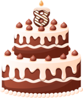 chocolate aniversário bolo com vela número 8 png