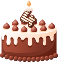 cioccolato compleanno torta con candela numero 4 png