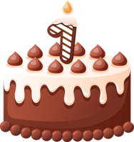 chocolate cumpleaños pastel con vela número 1 png