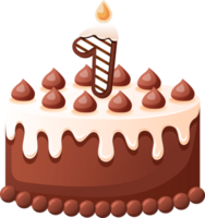 Chocolat anniversaire gâteau avec bougie nombre 1 png