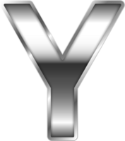 Silber glänzend Metall Alphabet Brief y png