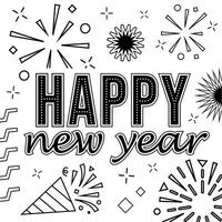 Happy New Year Lineal vector