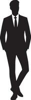 Business man pose vector silhouette black color 5