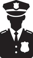 Minimal Police icon vector silhouette, white background, fill with black 14