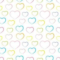 Love Heart with outlined style in pastel color. Seamless pattern design template vector