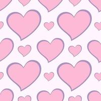 Cute heart shape, love symbol in violet pink color, seamless pattern design template vector