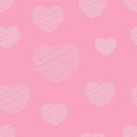 White Love Heart scribbles in baby pink color background. Seamless pattern design template vector