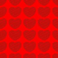Black Love Heart scribbles in red color background. Seamless pattern design template vector