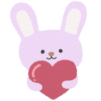 schattig roze konijn knuffelen hart png