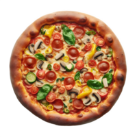 ai gerado isolado circular pizza adornado com coberturas. transparente fundo, png formatar, generativo ai