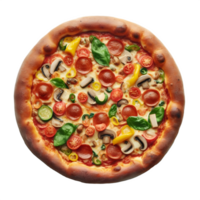 ai généré isolé circulaire Pizza orné avec garnitures. transparent arrière-plan, png format, génératif ai