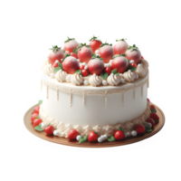 AI generated Isolated white cake with strawberries  Transparent Background, PNG Format, Generative AI