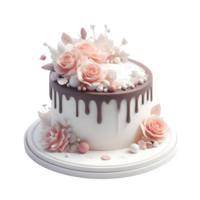 ai généré isolé gâteau avec fleurs transparent arrière-plan, png format, génératif ai