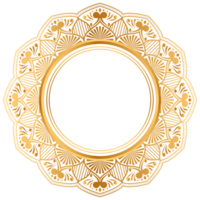 Luxury golden circle frame transparent with vintage mandala gold circular pattern png