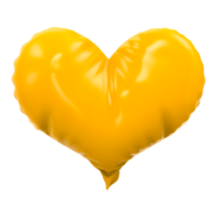 Yellow Heart Balloon 3D Rendering png