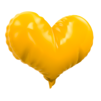 Yellow Heart Balloon 3D Rendering png