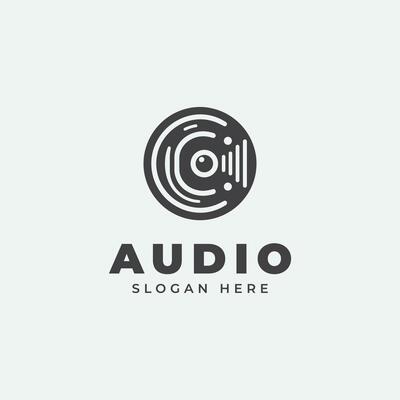 audio logo design, in monochrome, flat style, black and white