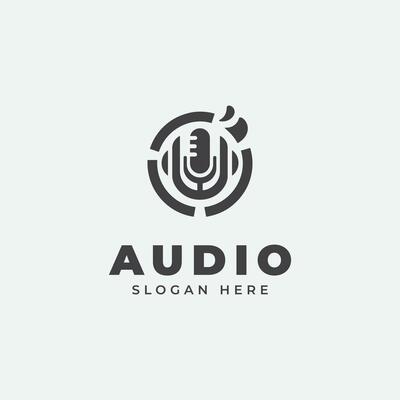 audio logo design, in monochrome, flat style, black and white