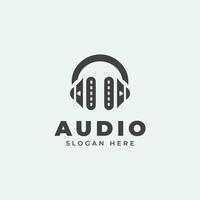 audio logo design, in monochrome, flat style, black and white vector