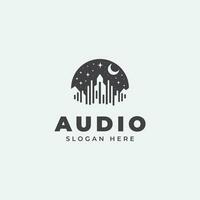 audio logo design, in monochrome, flat style, black and white vector