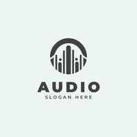 audio logo design, in monochrome, flat style, black and white vector