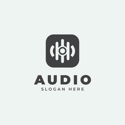audio logo design, in monochrome, flat style, black and white