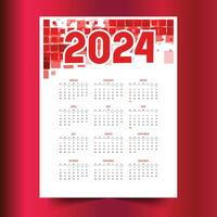 blanco y azul 2024 Inglés calendario diseño organizar evento o tarea vector