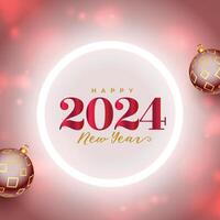 glowing style 2024 new year grey background with xmas ball vector