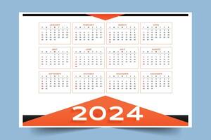 abstract happy new year 2024 english calendar template vector