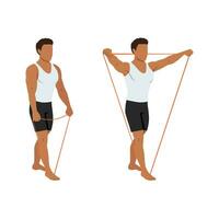 Man doing lateral raises with resistance band exercise. vector