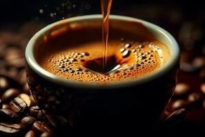 AI generated Satisfying Espresso foam cup shot. Generate Ai photo