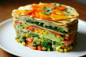 AI generated Aromatic Layered vegetable pie. Generate Ai photo