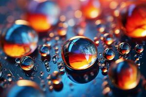 AI generated Floating Macro water bubbles. Generate Ai photo