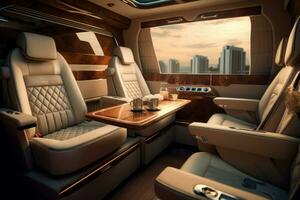 AI generated Indulgent Luxury van interior. Generate Ai photo