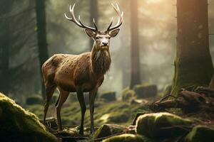 AI generated Verdant Magic deer nature. Generate Ai photo