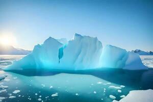 AI generated icebergs floating in the ocean photo