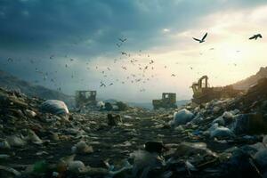 AI generated Expansive Landfill full. Generate Ai photo